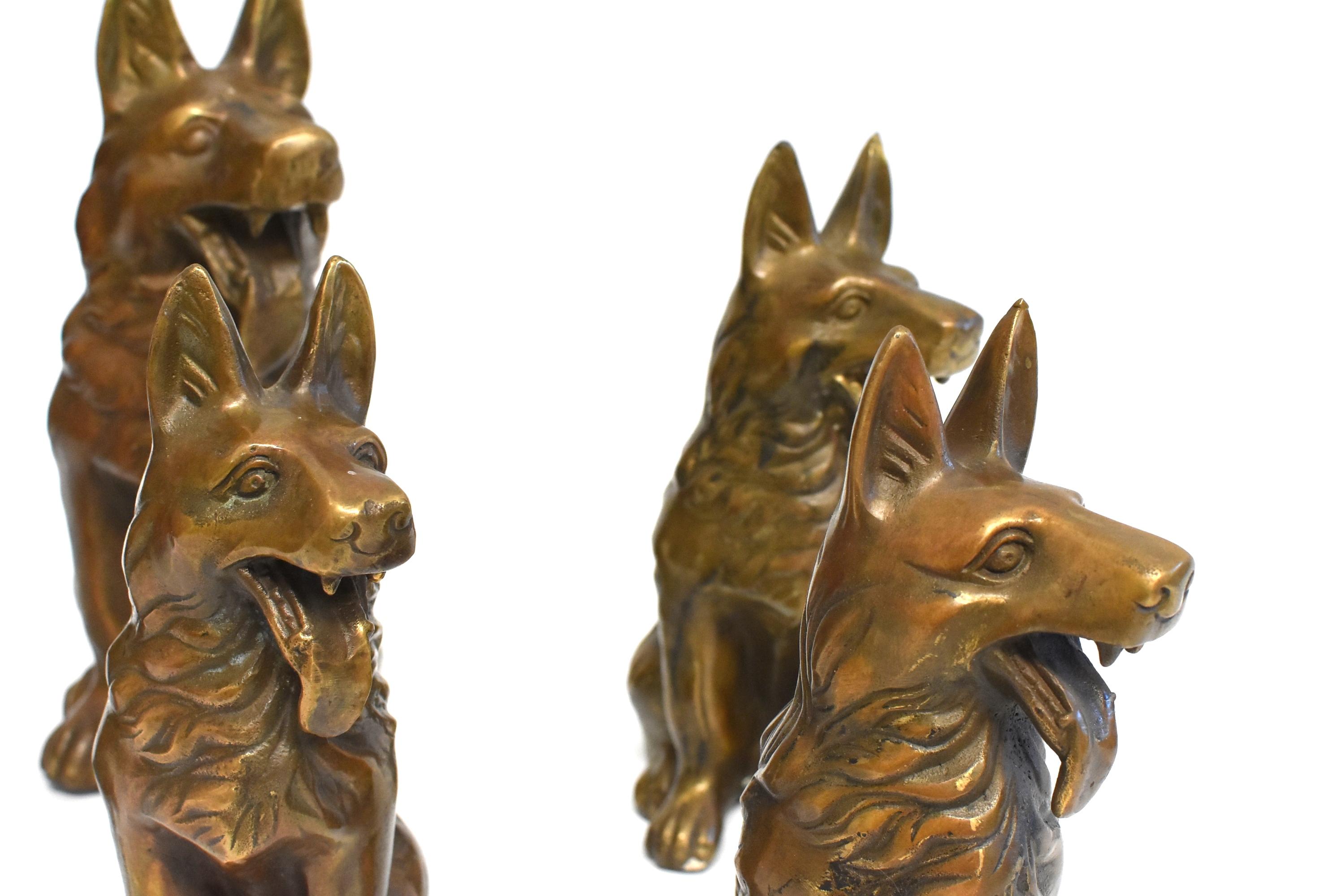 Five Brass Dogs Sculptures, Paperweights 7