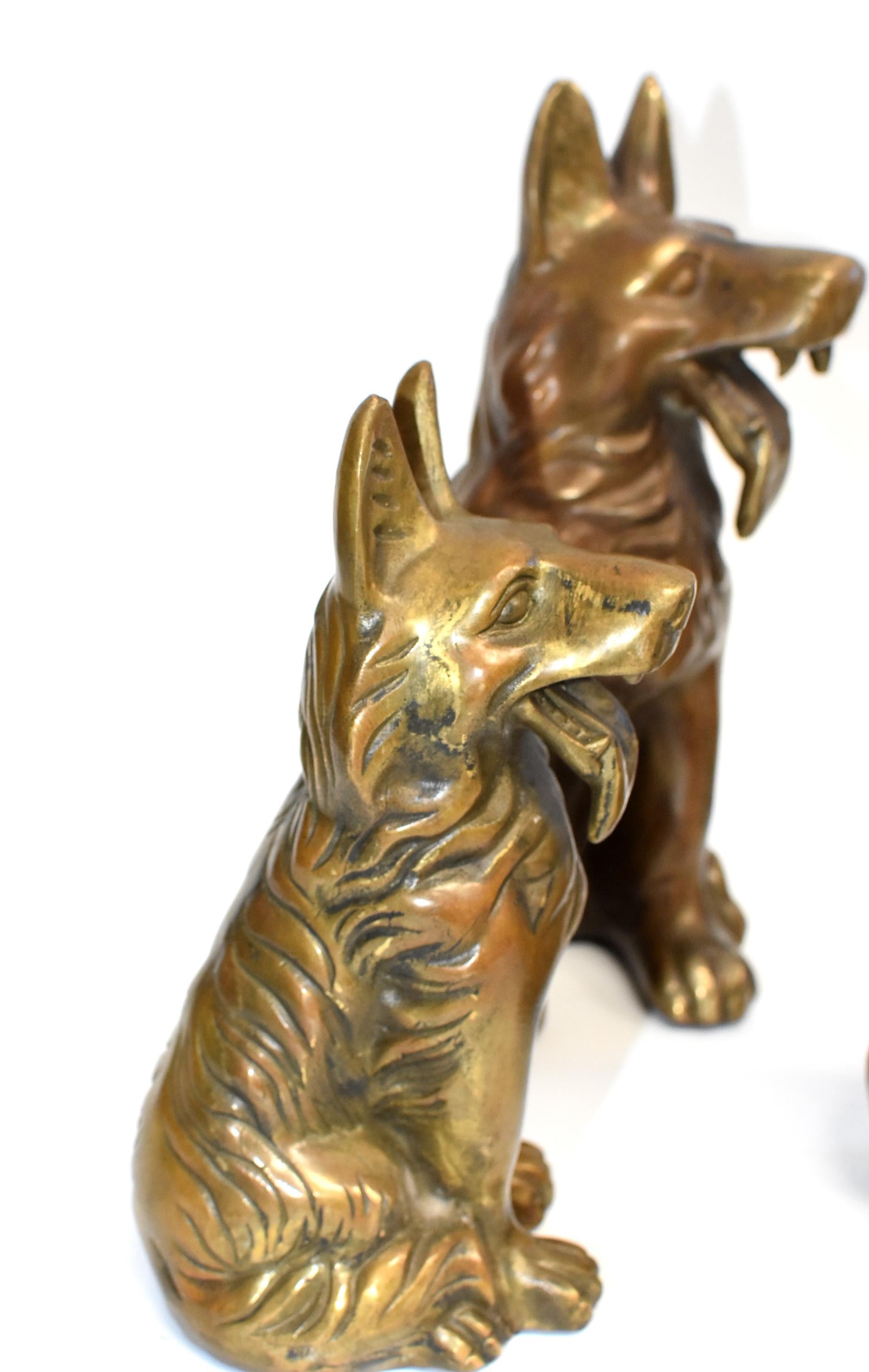 Five Brass Dogs Sculptures, Paperweights 8