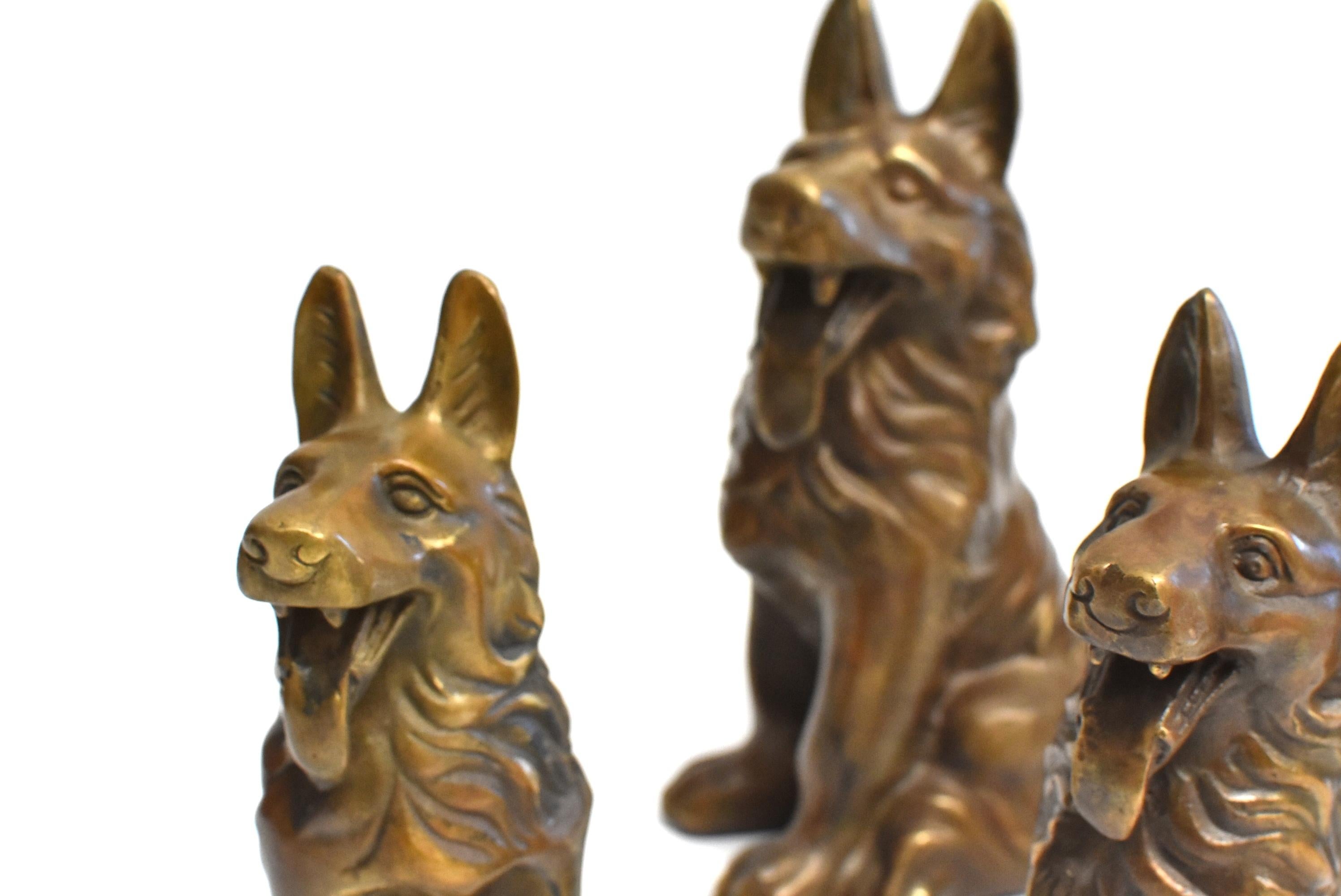 Five Brass Dogs Sculptures, Paperweights 3