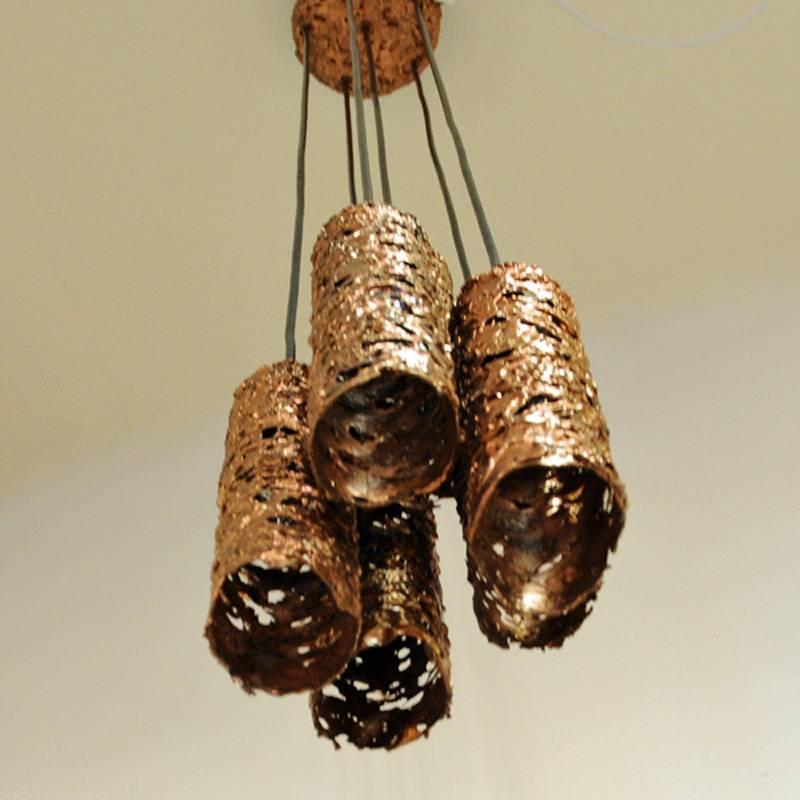 Beautiful Brutalist Copper Ceiling Pendant from the 1960s, Sweden 1