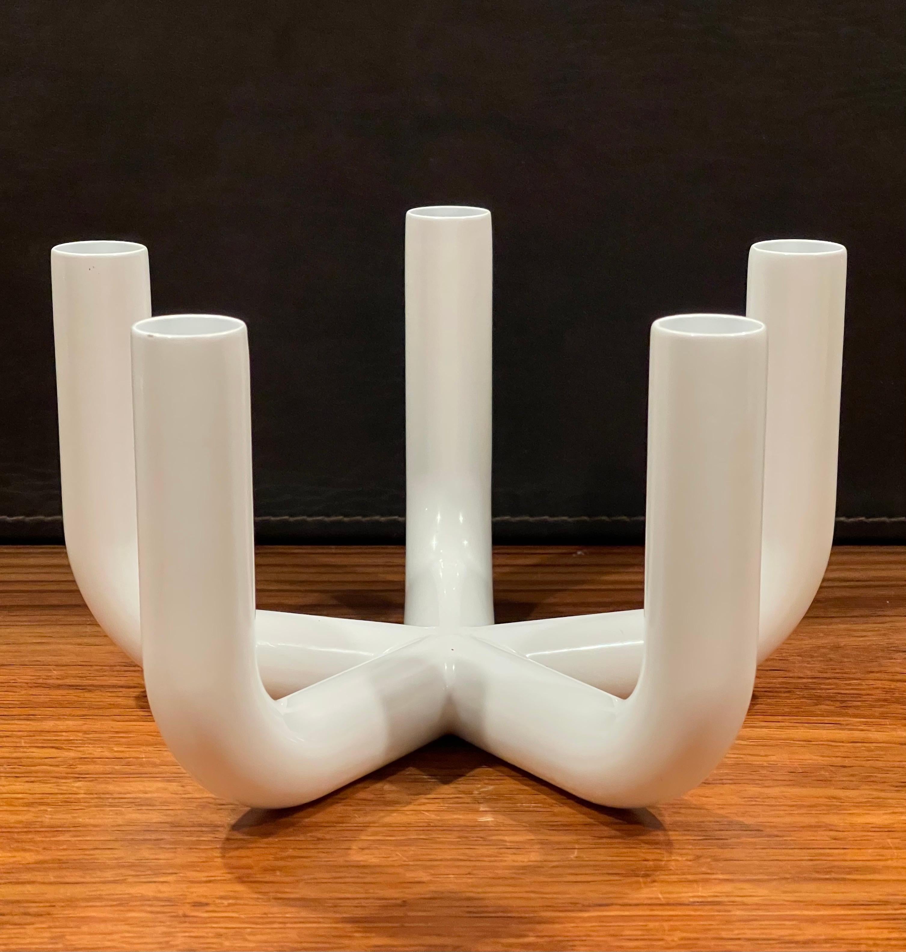 Post-Modern Five Candle Holder in White Enamel by Conrian Design For Sale