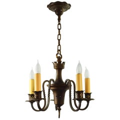 Five Candle Roycroft Style Tudor Chandelier