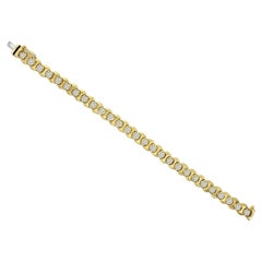 Fünf Karat Diamant-Tennisarmband mit Lünette 14k Gelbgold