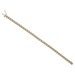 Fünf Karat Diamant-Tennisarmband mit quadratischer Lünette aus 14k Gelbgold