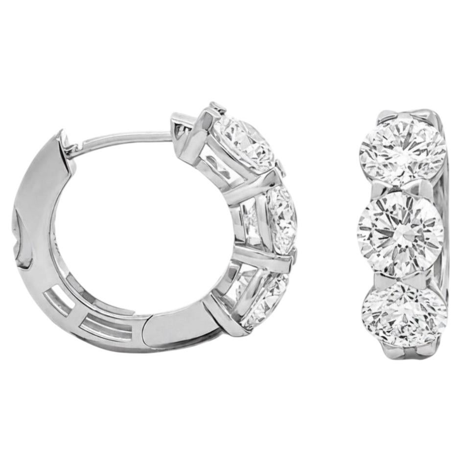 Five Carat Lab-Grown Diamond and 14K White Gold Huggie Hoop Earrings