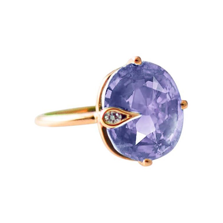 Anello di fidanzamento in oro giallo a diciotto carati con cinque carati certificati di spinello in vendita