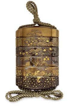 Five-Case Inrō 19th Century Signed Kajikawa Saku Japanese Lacquer Box