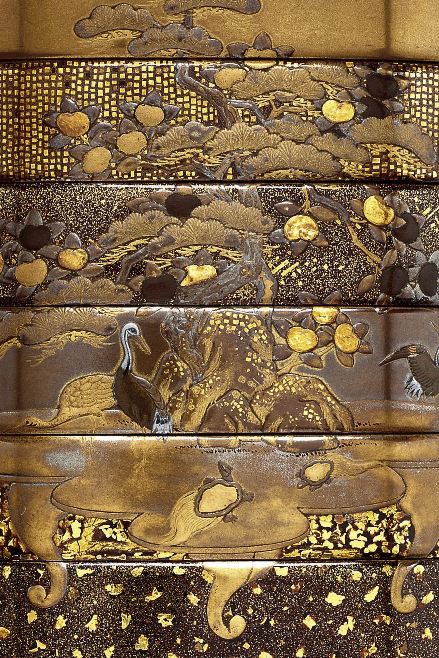 Boîte en laque japonaise Kajikawa Saku à cinq étapes du 19ème siècle signée État moyen - En vente à Milano, IT