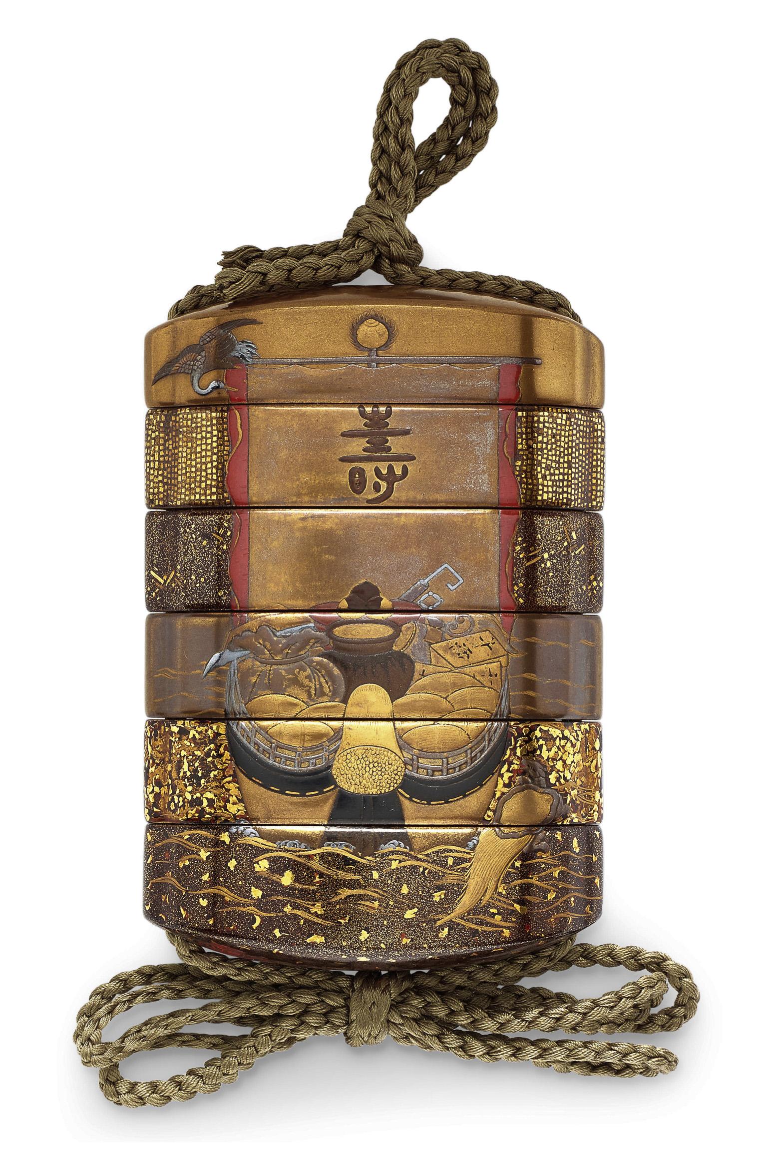Signierte Kajikawa Saku-Schachtel mit japanischem Lack aus dem 19. Jahrhundert (Holz) im Angebot
