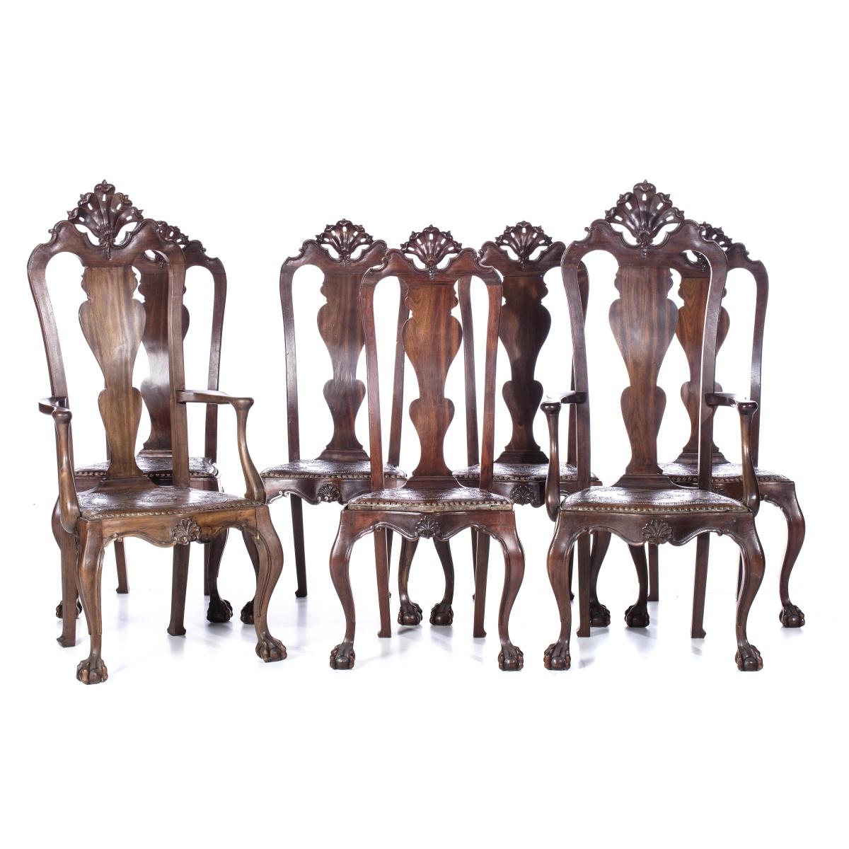 Hand-Crafted Five Chairs and Two Armchairs Portuguese of the 18th Century