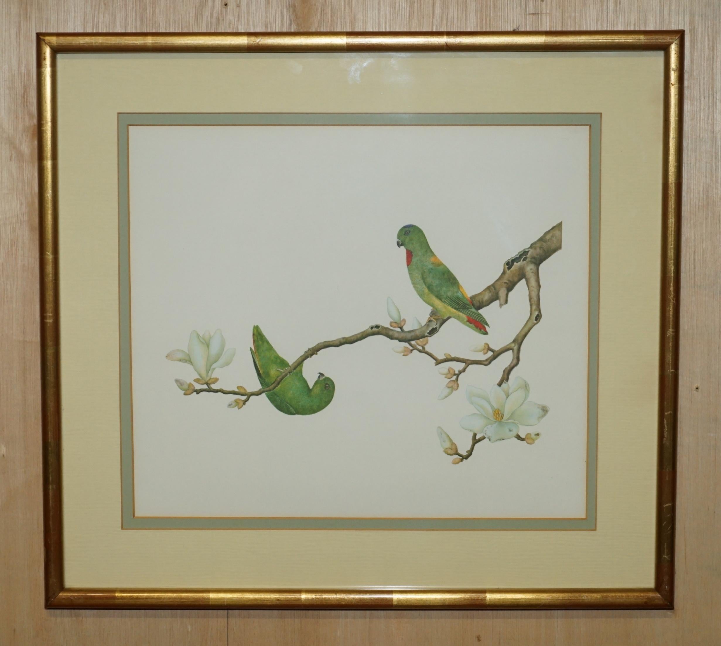 VIER CHINESISCHE CH'IEN LUNG PERIOD 1736-1796 WASSERKOLORIE VOGELBILDER GERAHMT im Angebot 2