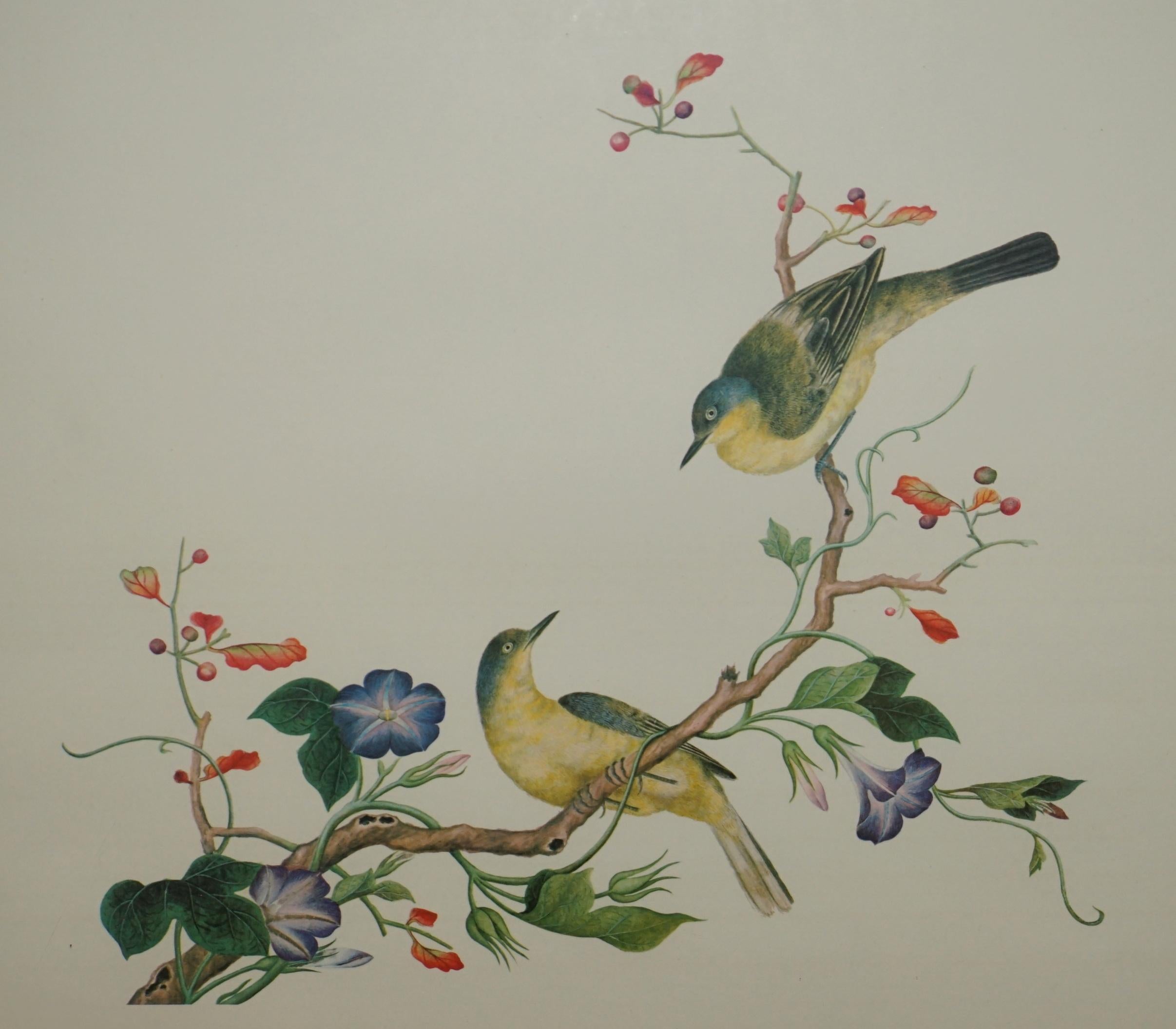 VIER CHINESISCHE CH'IEN LUNG PERIOD 1736-1796 WASSERKOLORIE VOGELBILDER GERAHMT im Angebot 8