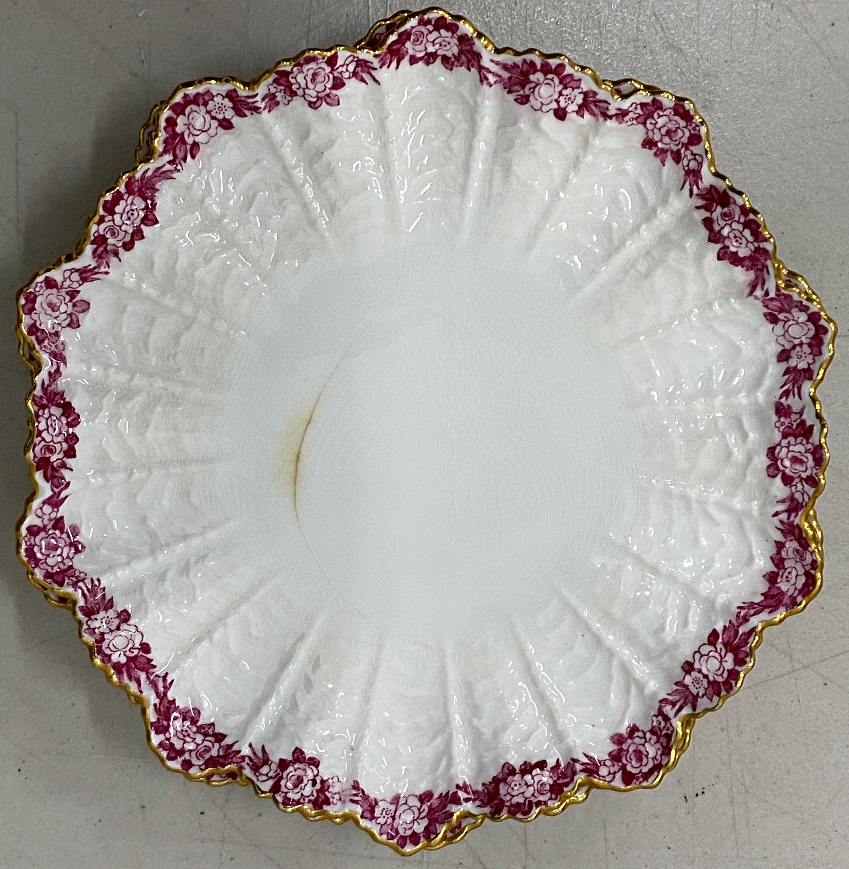 Cinco platos de postre de Coalport, Siglo XIX Hecho a mano en venta