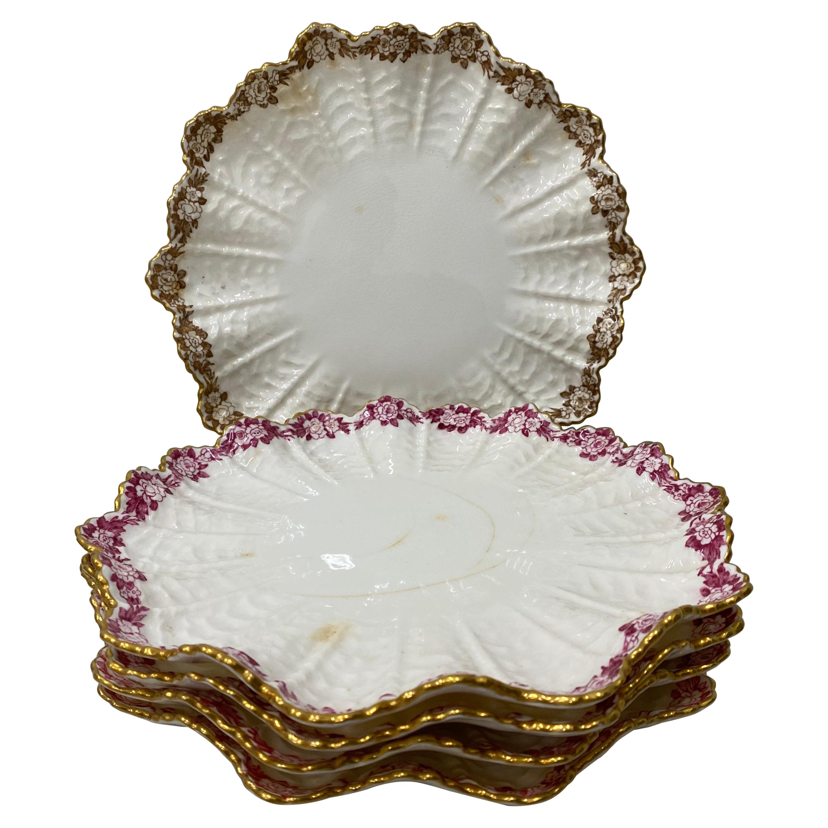 Cinq assiettes à dessert de Coalport, 19ème siècle