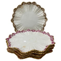 Antique Five Coalport Dessert Plates, 19th Century