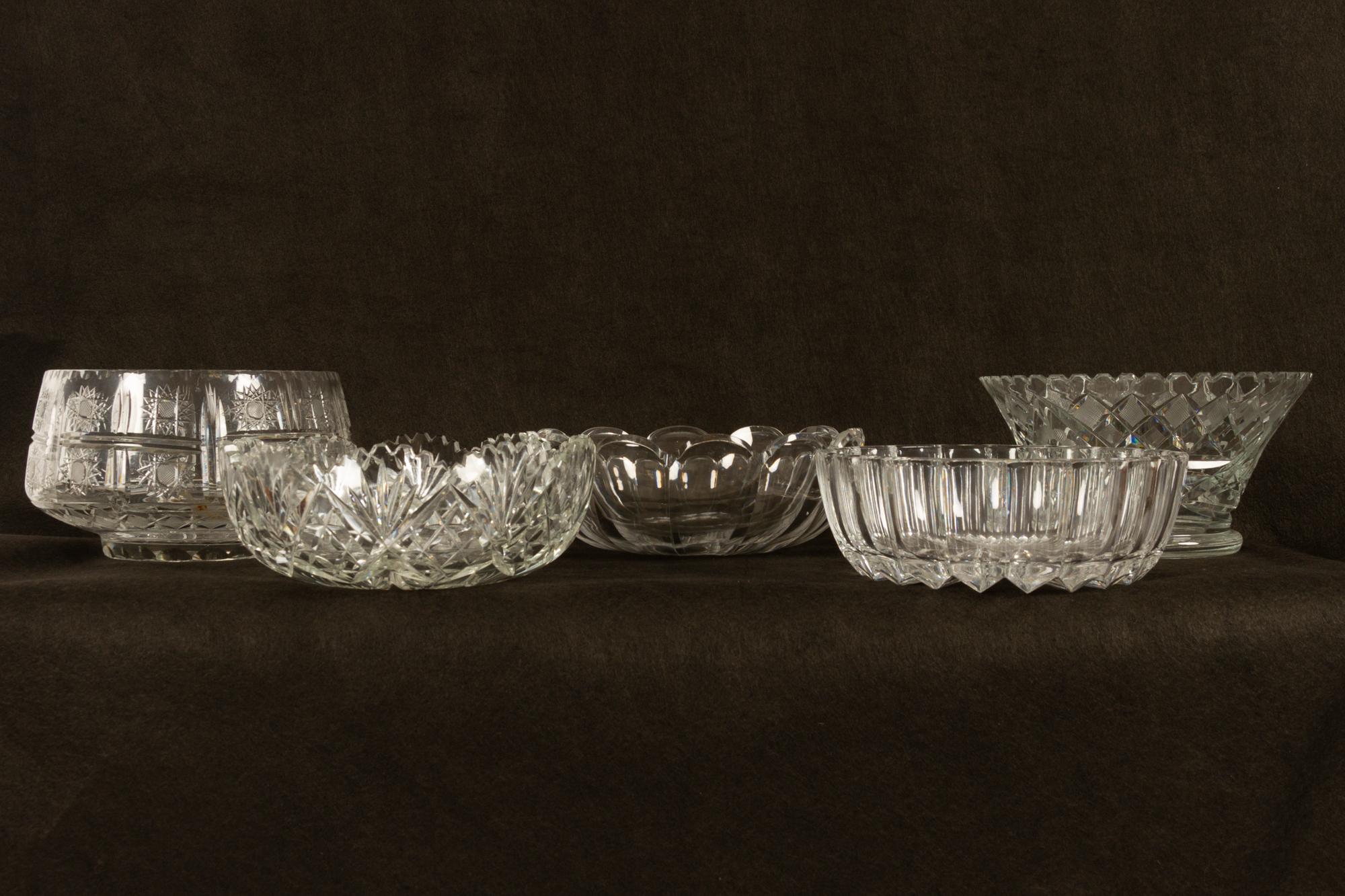 Bohemian Five Crystal Bowls For Sale
