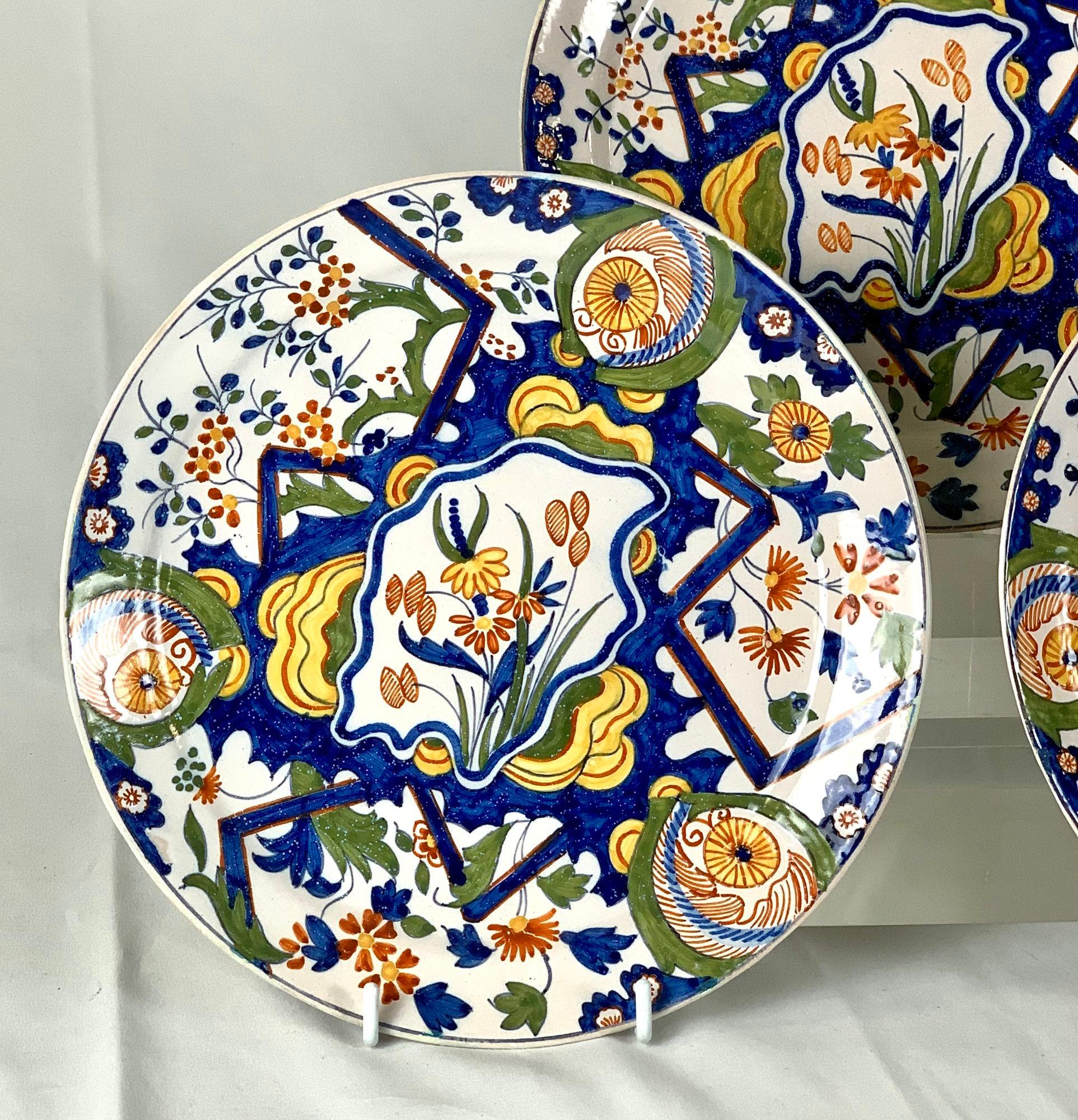 Hand-Painted Five Delft Dishes in the 