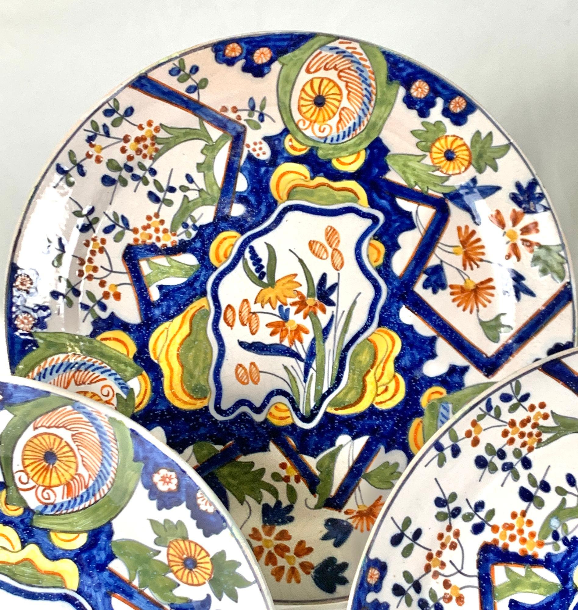 Hand-Painted Five Delft Dishes in the 