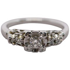 Five Diamond 14 Karat White Gold Platinum Ring