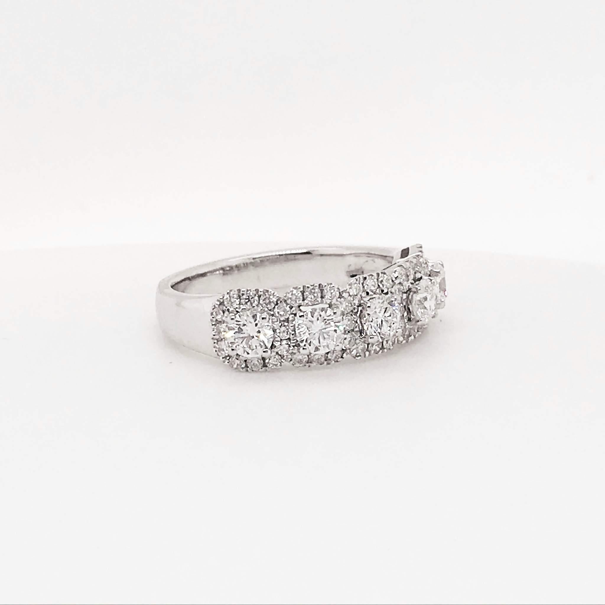 Fünf Diamant-Bandring 18 Karat Weißgold 1 Karat Diamant-Hochzeitsring () 2