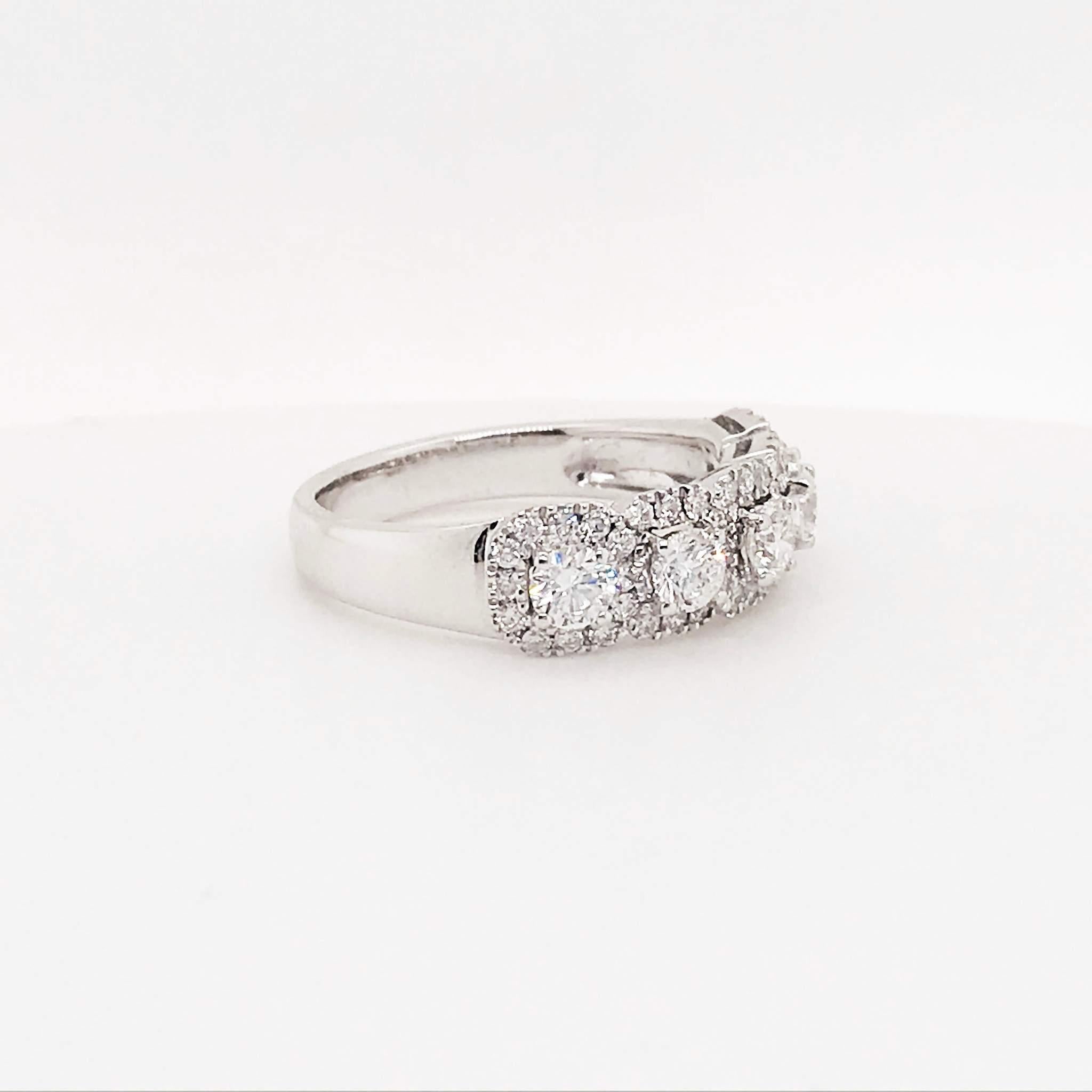 Fünf Diamant-Bandring 18 Karat Weißgold 1 Karat Diamant-Hochzeitsring () 3