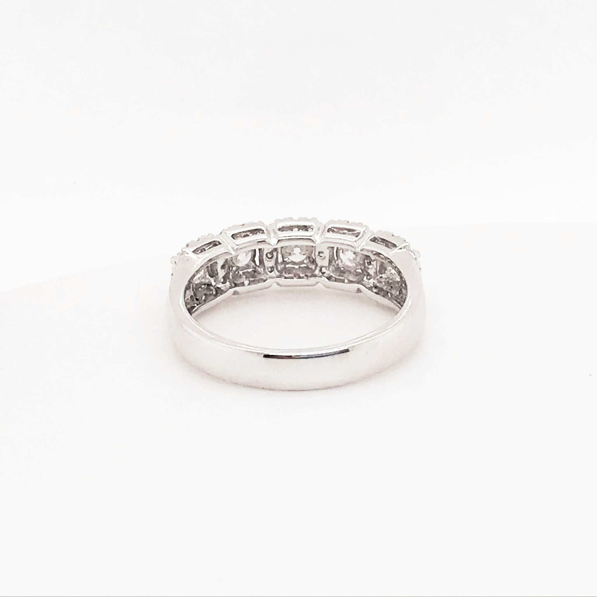 Fünf Diamant-Bandring 18 Karat Weißgold 1 Karat Diamant-Hochzeitsring () 4