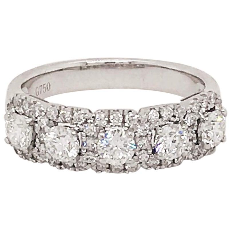 Fünf Diamant-Bandring 18 Karat Weißgold 1 Karat Diamant-Hochzeitsring