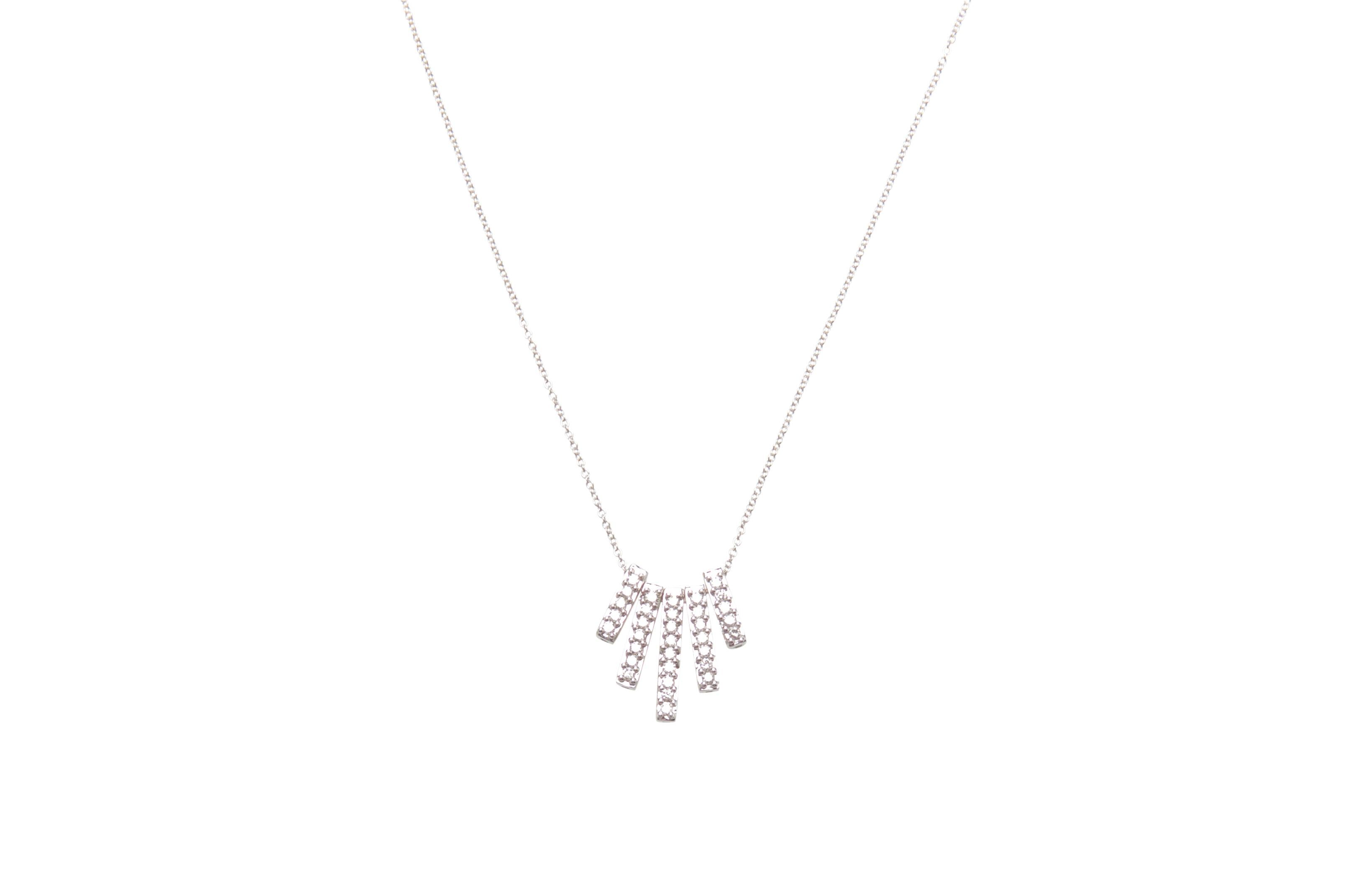 Contemporary Five Diamond Bar Necklace