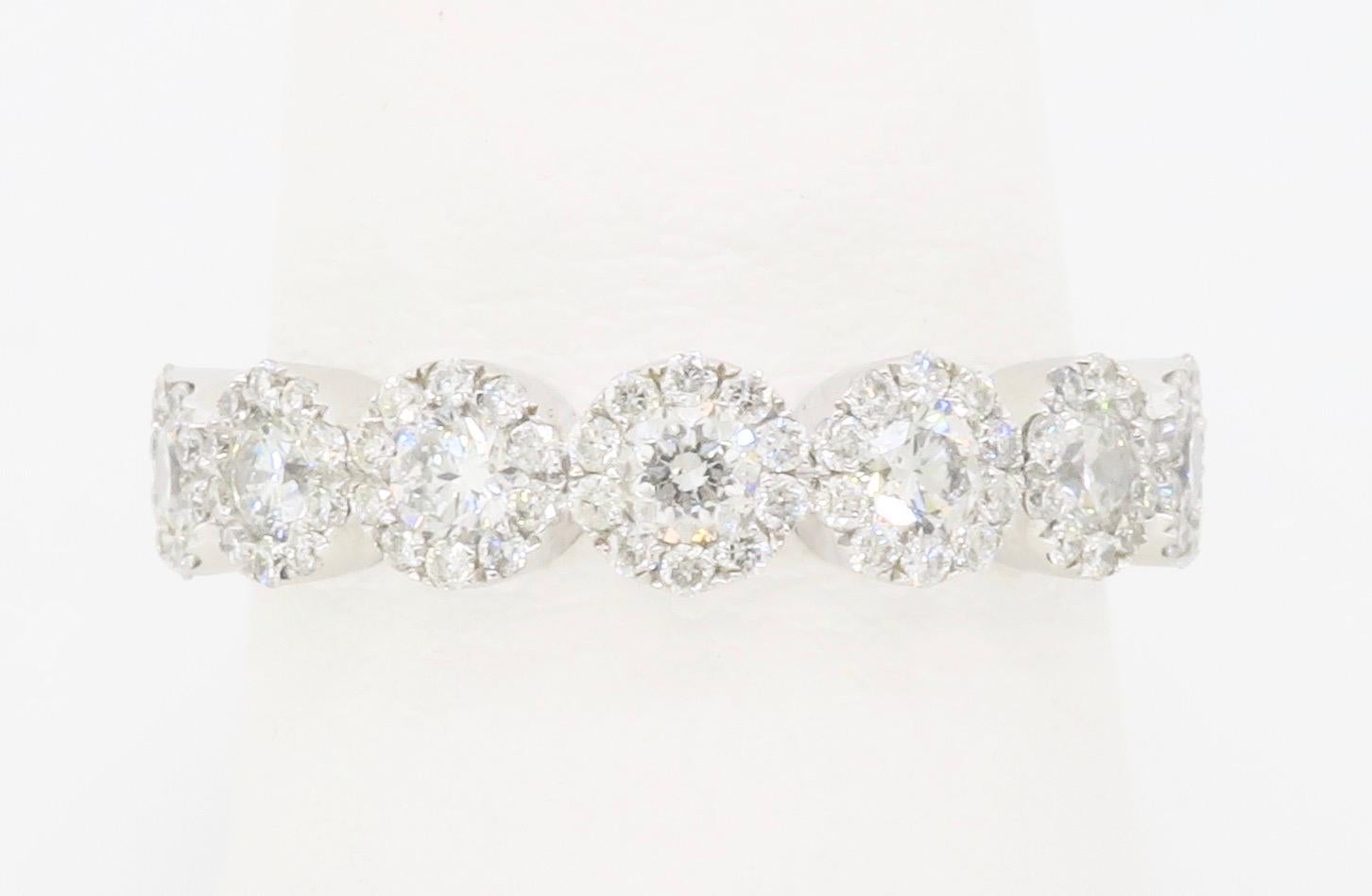 Five Diamond Halo Band Ring 6