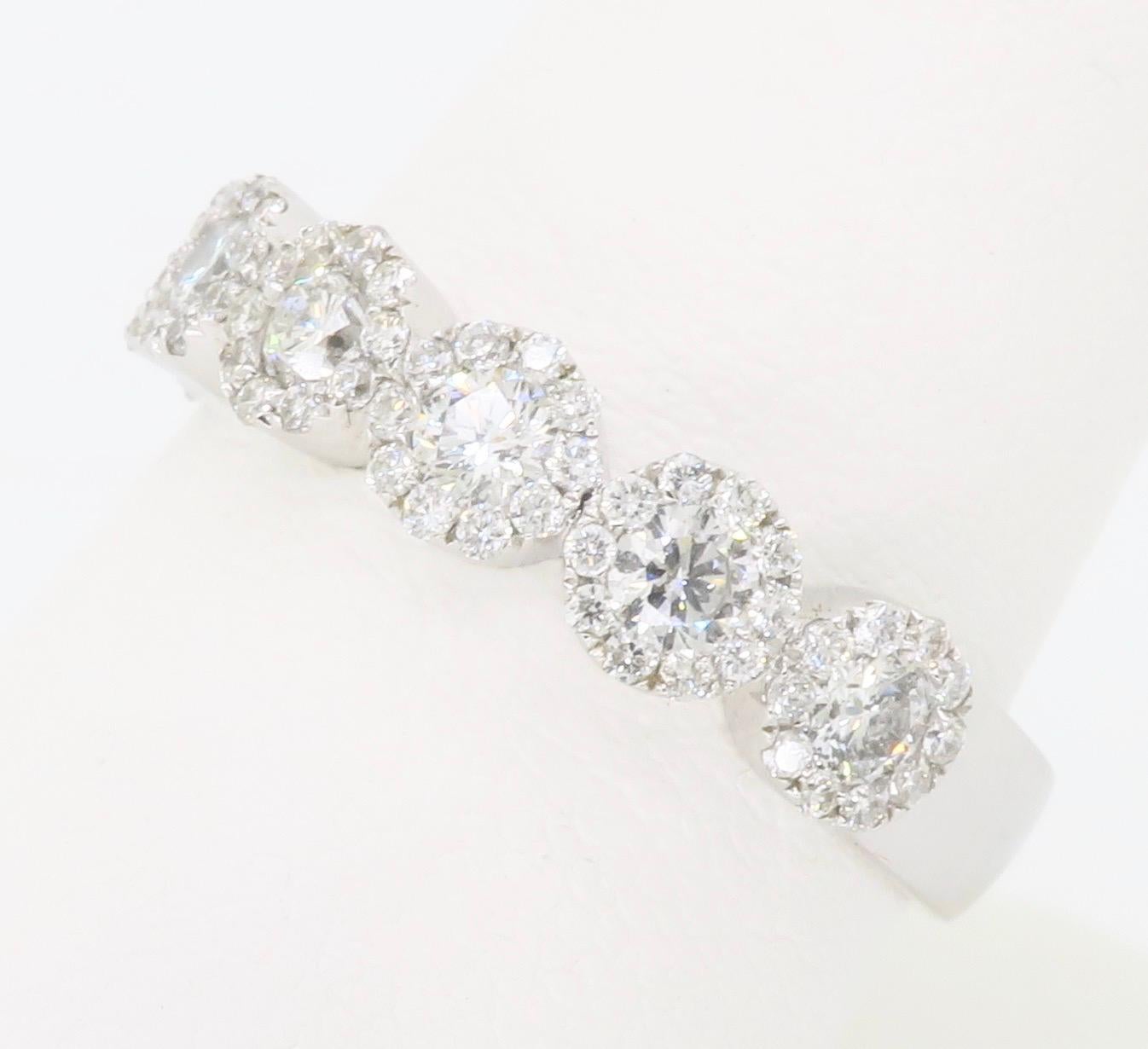 Five Diamond Halo Band Ring 7