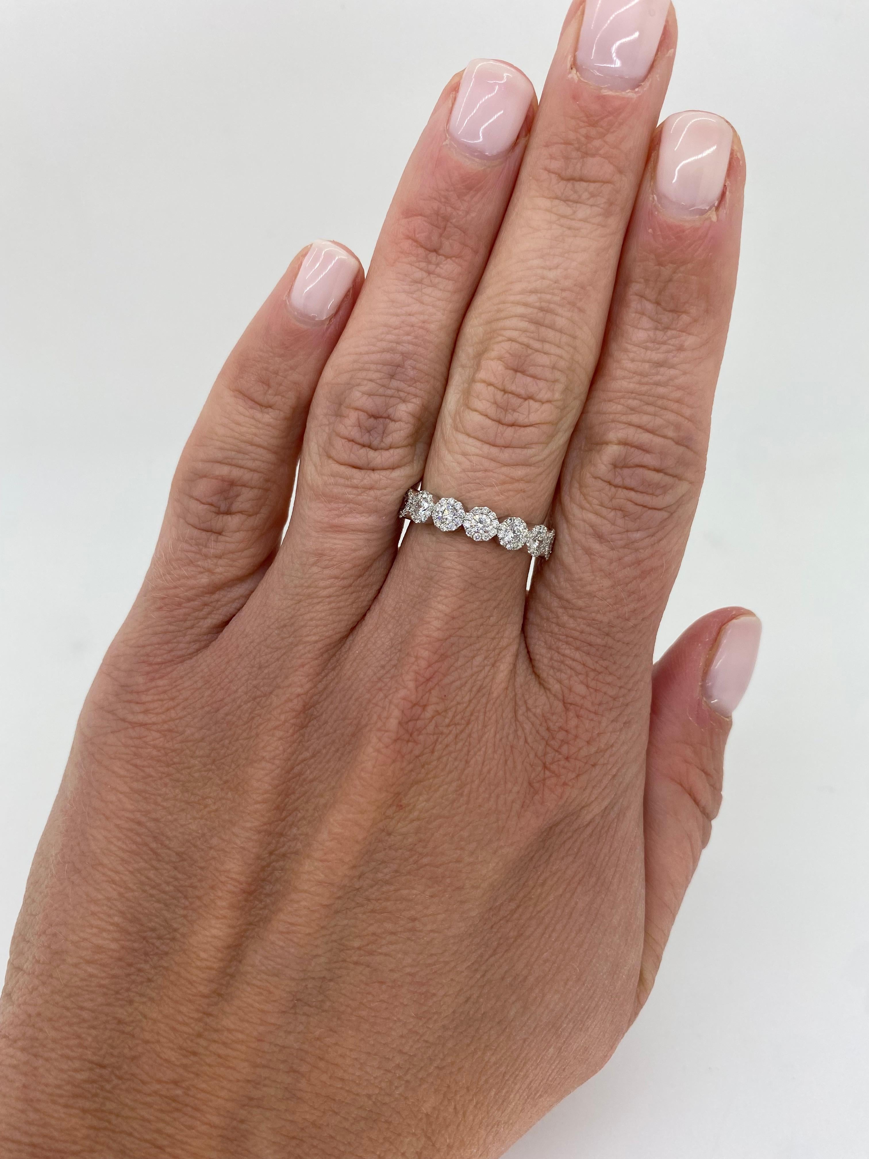 Five Diamond Halo Band Ring 8