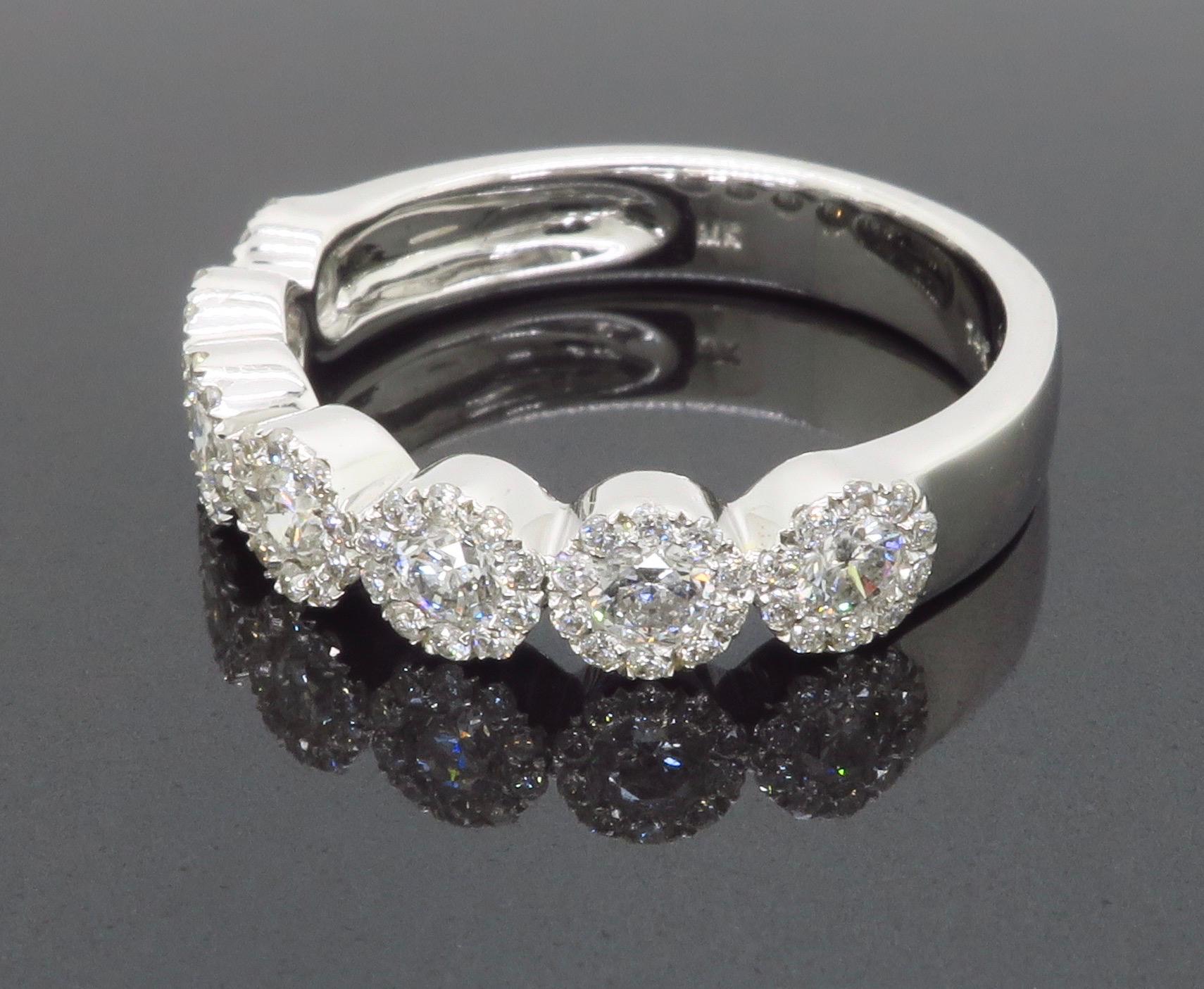 Round Cut Five Diamond Halo Band Ring