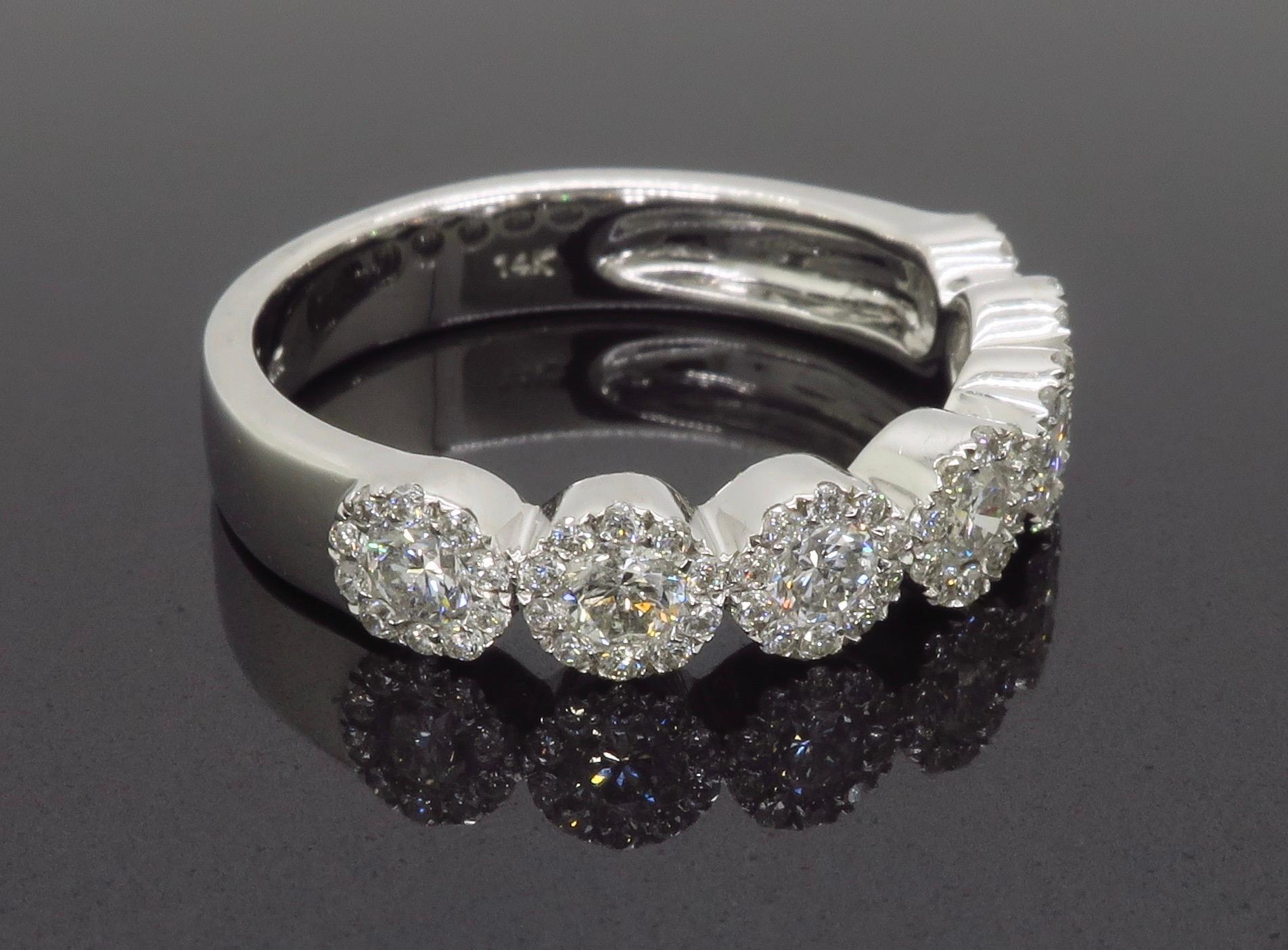 Five Diamond Halo Band Ring In New Condition In Webster, NY