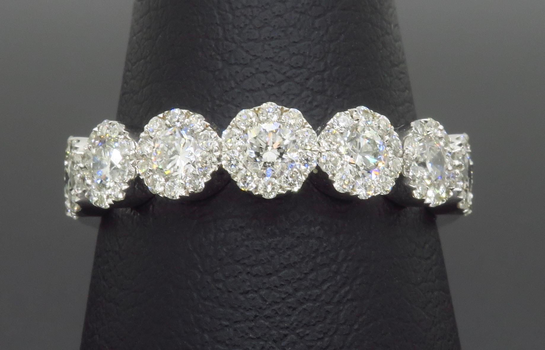 Five Diamond Halo Band Ring 1