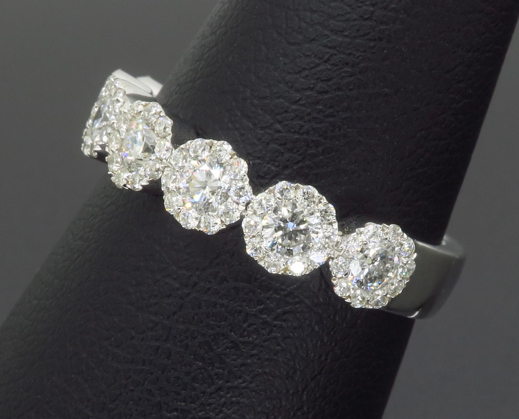Five Diamond Halo Band Ring 2