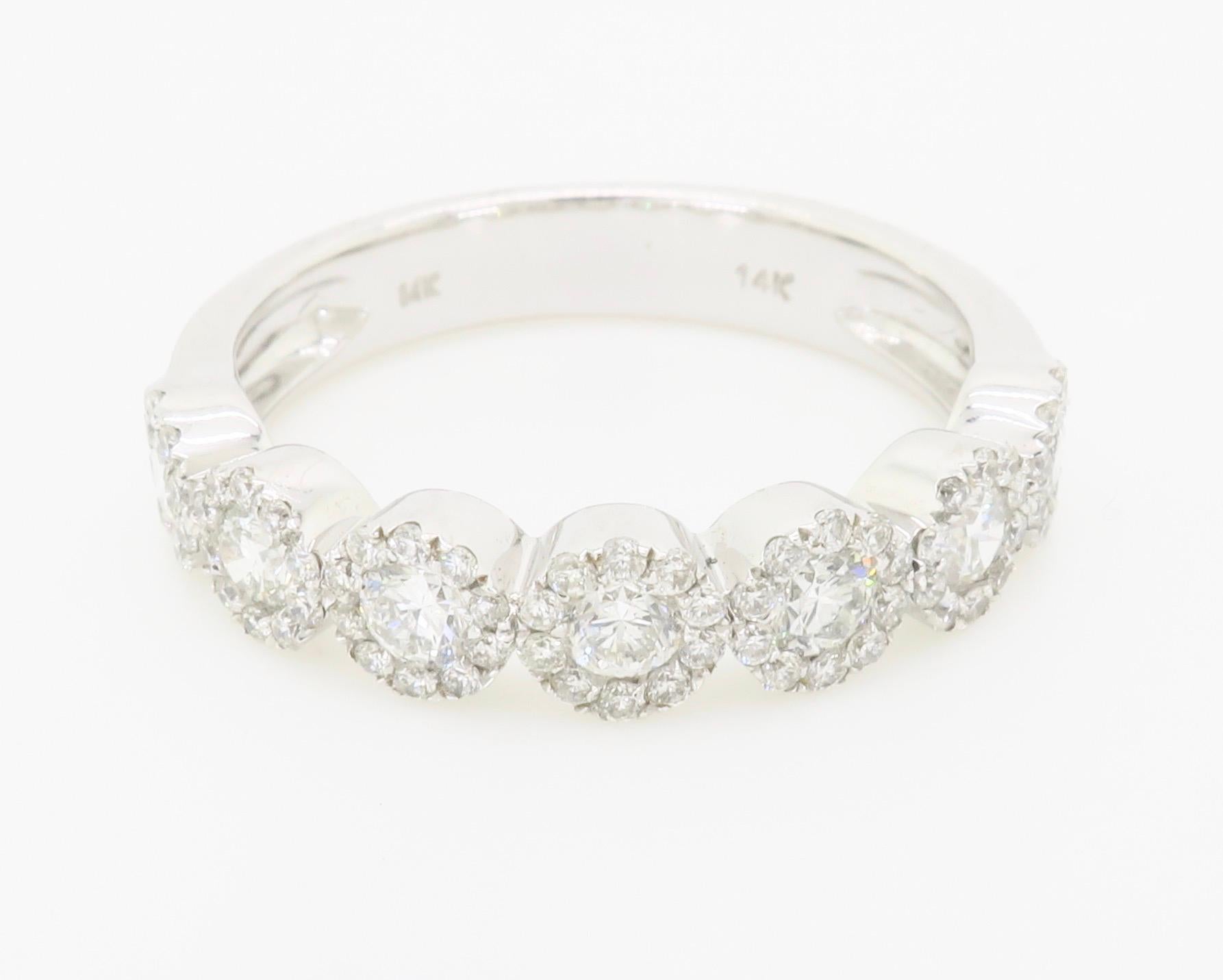 Five Diamond Halo Band Ring 4