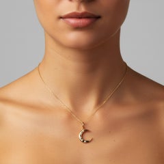 Five Diamond Moon 14K (or 18k upon request) Yellow Gold Pendant Necklace