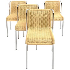 Dining Chairs Chrome-Plated Stackable, 1980s