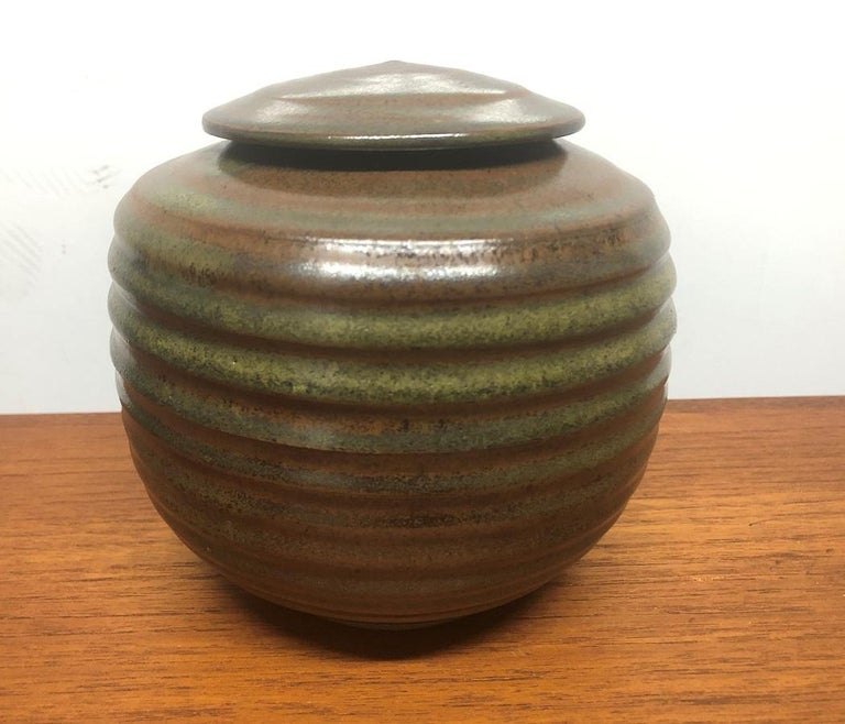 Five Donald Fletcher Glazed Pottery Covered Jars For Sale at 1stDibs