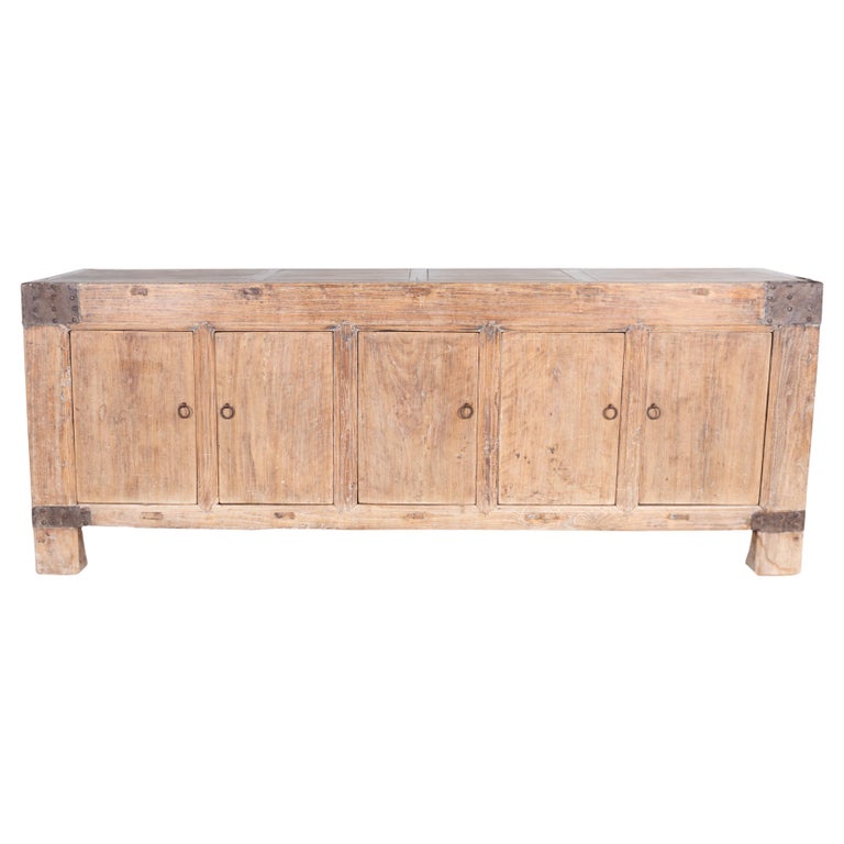 Five Door Bleached Elm Server with Metal Accents at 1stDibs