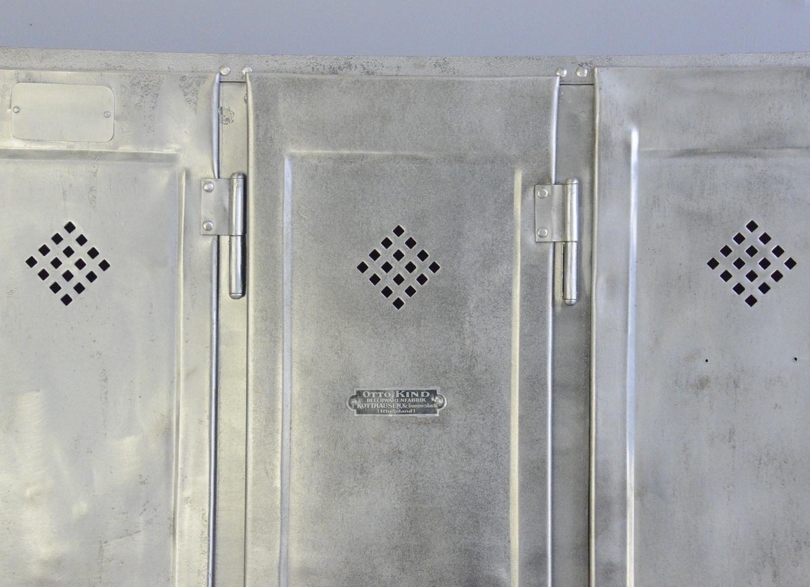 Five-Door Industrial Lockers by Otto Kind, circa 1920s In Good Condition In Gloucester, GB