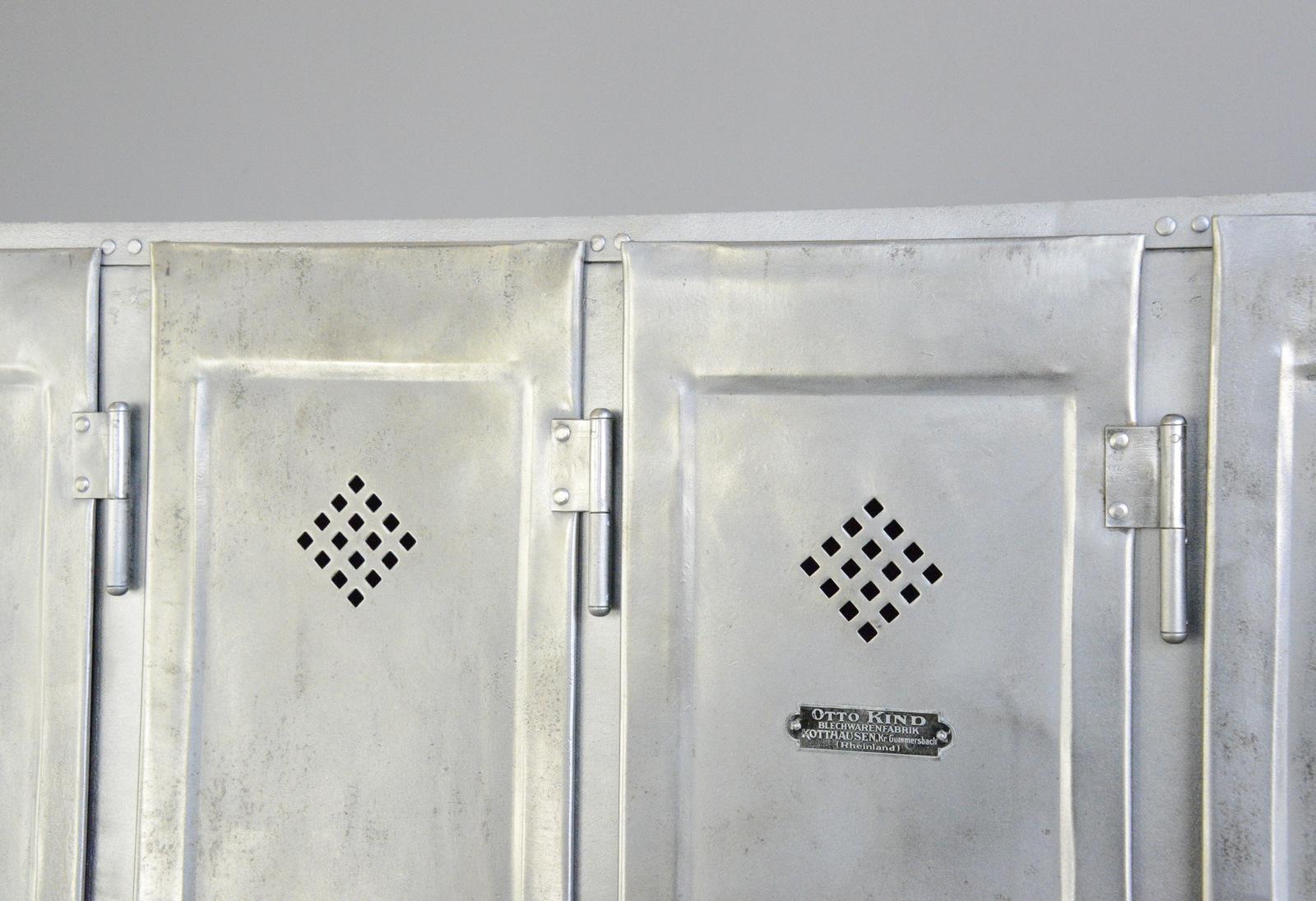 Five-Door Industrial Lockers by Otto Kind, circa 1920s 3