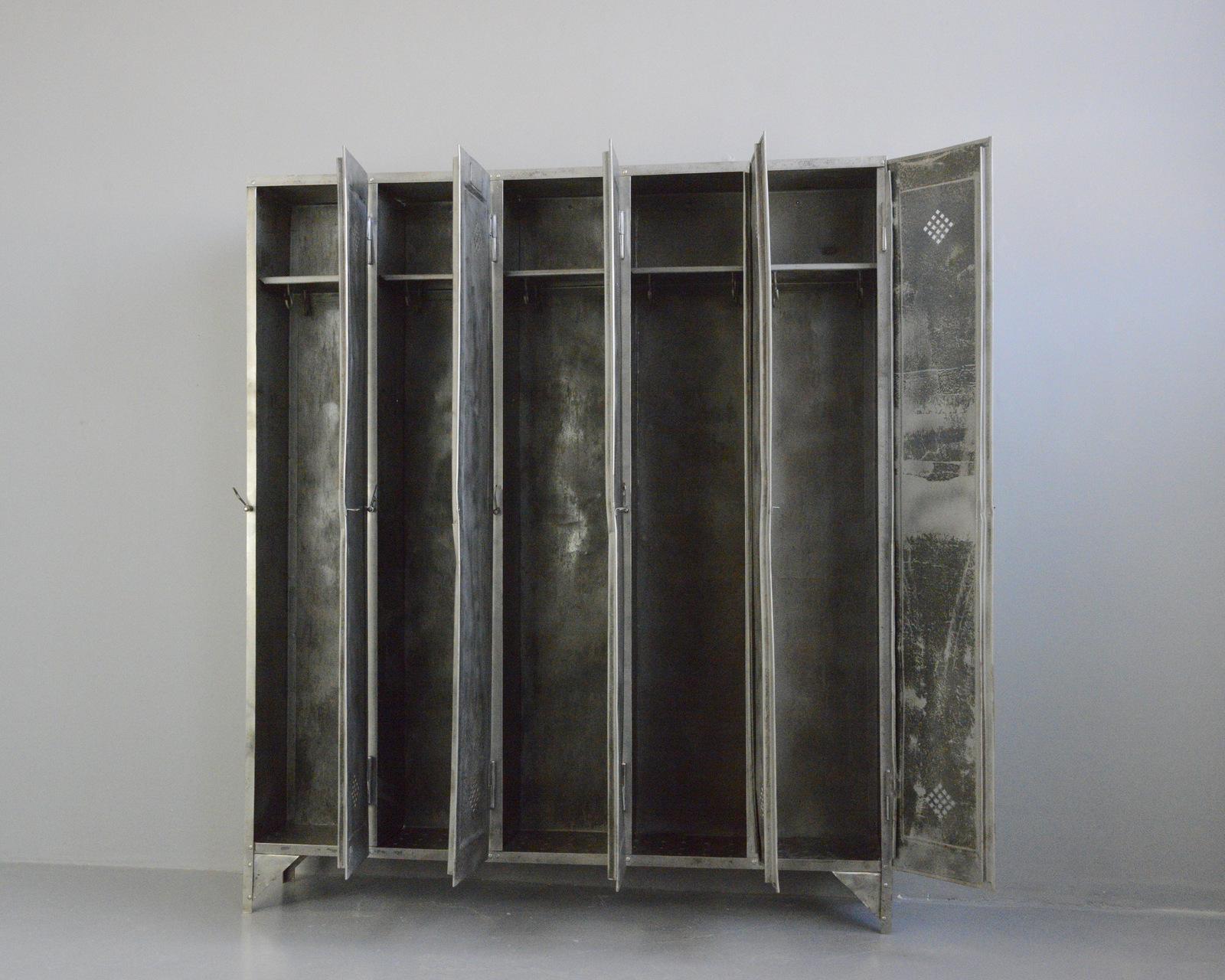 Five-Door Industrial Lockers by Otto Kind, circa 1920s 3