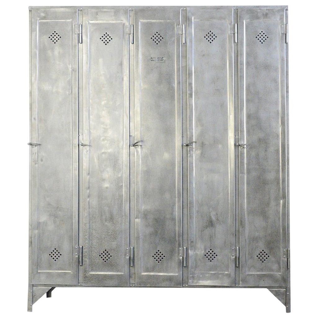 Five-Door Industrial Lockers by Otto Kind, circa 1920s