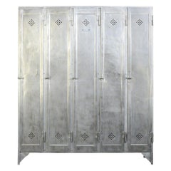 Antique Five-Door Industrial Lockers by Otto Kind, circa 1920s