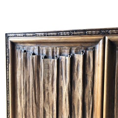 Hand Carved Scalloped Linen Folds Five-Door Walnut Credenza, France, 1940s