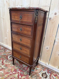 Five-drawer chiffonier – Transition Style – Marquetry and marble