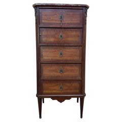 Five-drawer chiffonier – Transition Style – Marquetry and marble