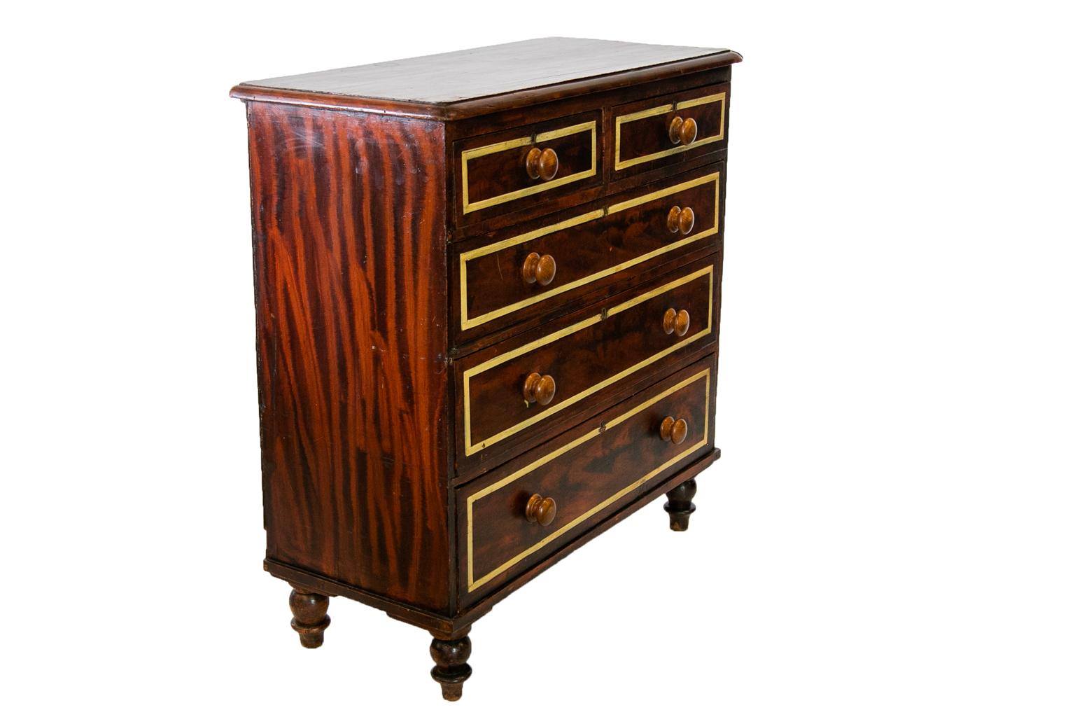 Mid-19th Century Five-Drawer English Faux Painted Chest