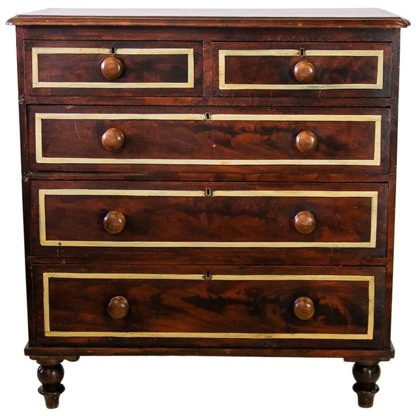 Five-Drawer English Faux Painted Chest